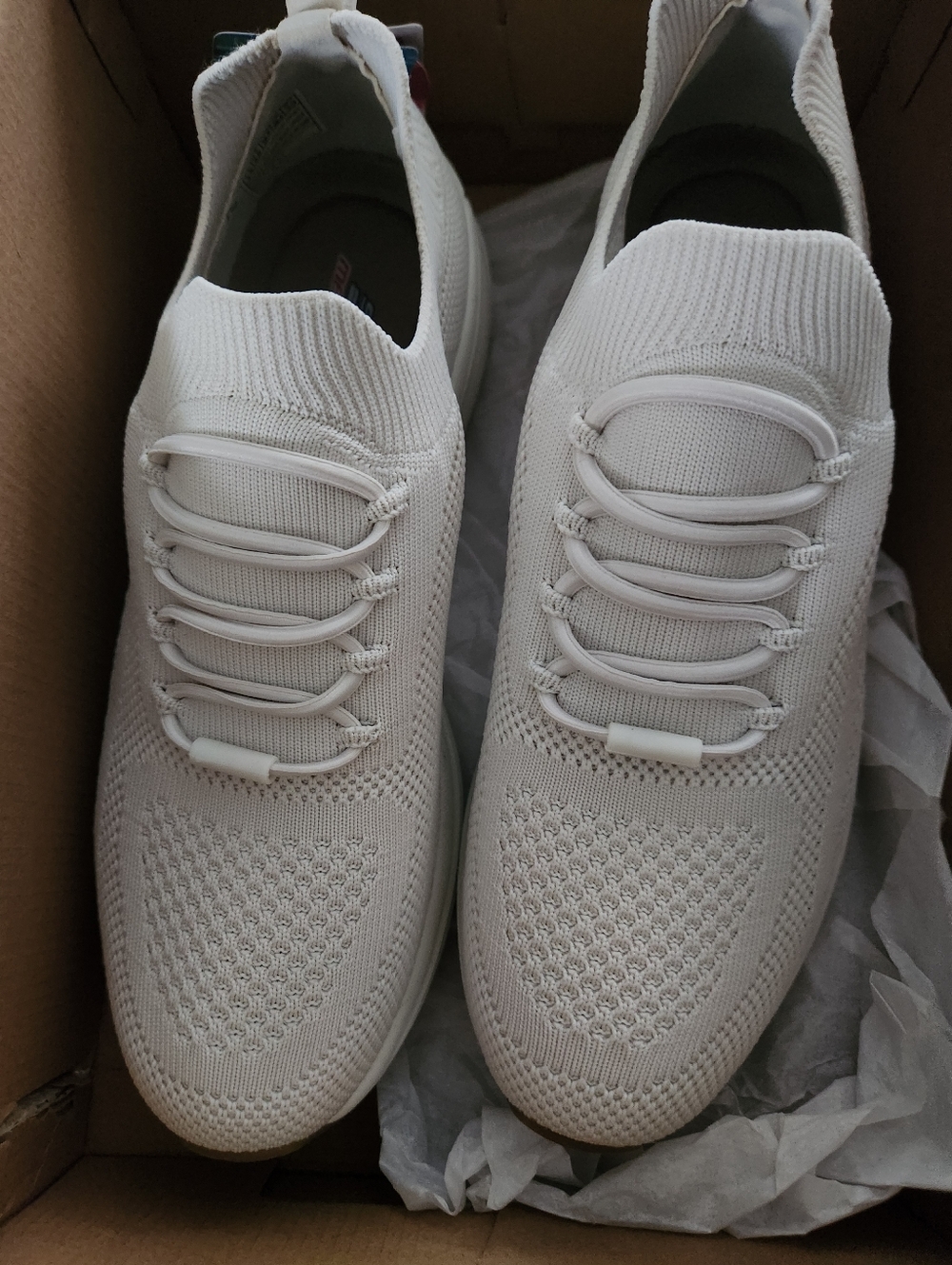 Womans skechers Lightweight Knit Slip-On Sneakers in Off-White